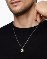 C Initial Amulet in Sterling Silver with 14K Yellow Gold, 17mm